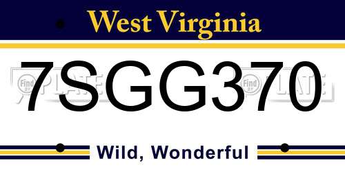 7SGG370 West Virginia License Plate