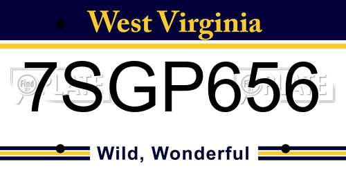 7SGP656 West Virginia License Plate