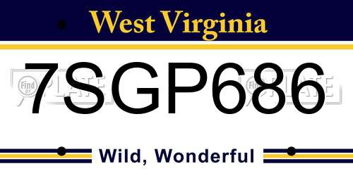 7SGP686 West Virginia License Plate