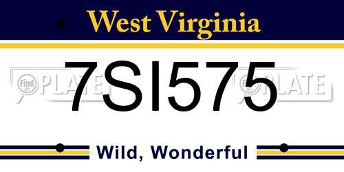 7SI575 West Virginia License Plate