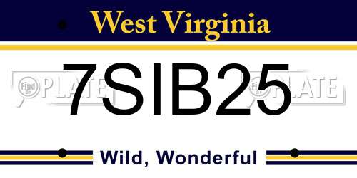 7SIB25 West Virginia License Plate
