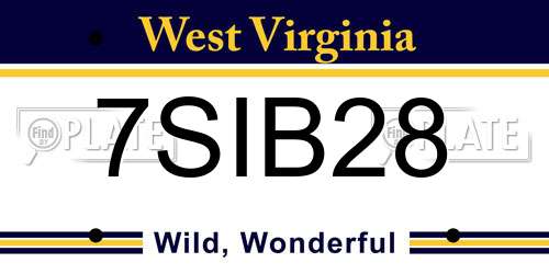 7SIB28 West Virginia License Plate