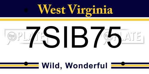 7SIB75 West Virginia License Plate