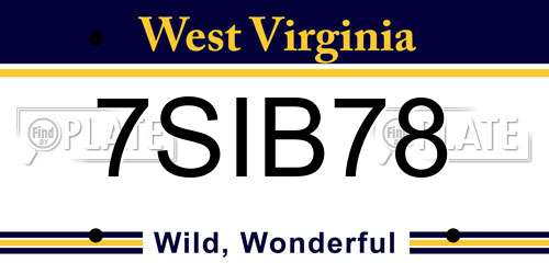 7SIB78 West Virginia License Plate