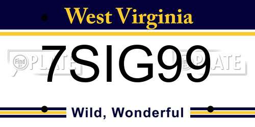 7SIG99 West Virginia License Plate