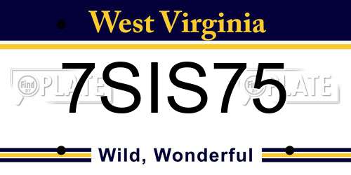 7SIS75 West Virginia License Plate