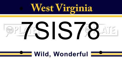7SIS78 West Virginia License Plate