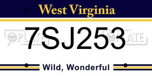 7SJ253 West Virginia License Plate