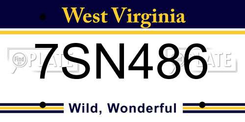 7SN486 West Virginia License Plate
