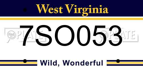 7SO053 West Virginia License Plate