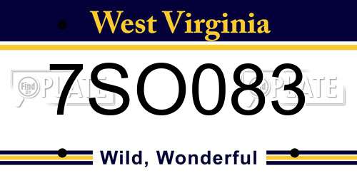 7SO083 West Virginia License Plate