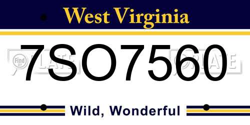 7SO7560 West Virginia License Plate