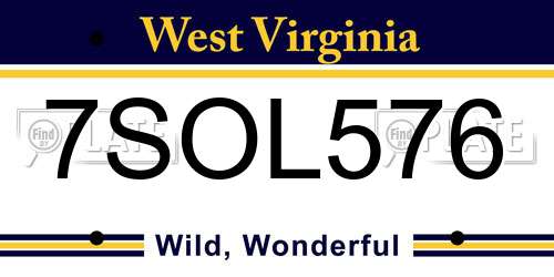 7SOL576 West Virginia License Plate