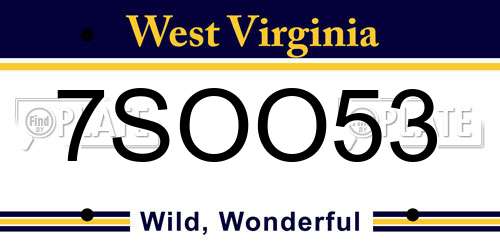 7SOO53 West Virginia License Plate