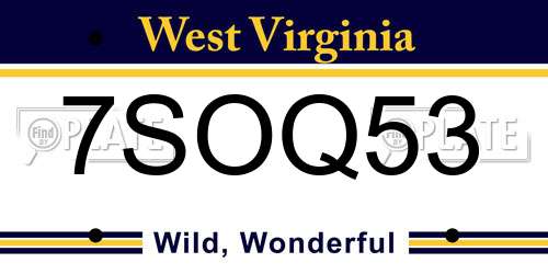 7SOQ53 West Virginia License Plate