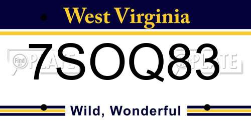 7SOQ83 West Virginia License Plate