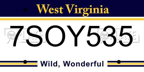 7SOY535 West Virginia License Plate