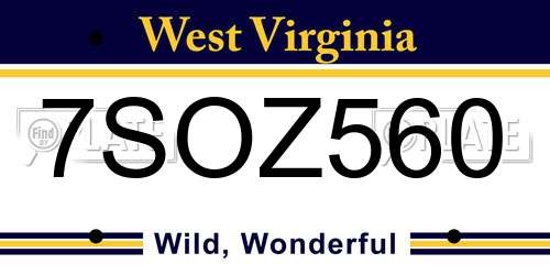 7SOZ560 West Virginia License Plate