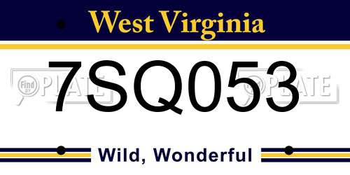 7SQ053 West Virginia License Plate