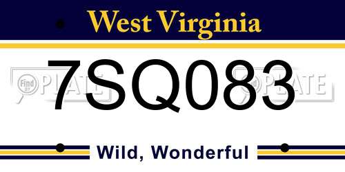 7SQ083 West Virginia License Plate