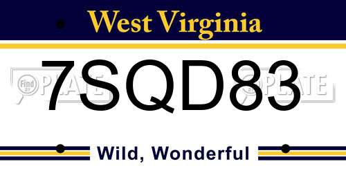 7SQD83 West Virginia License Plate