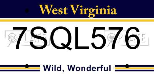 7SQL576 West Virginia License Plate