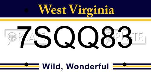 7SQQ83 West Virginia License Plate