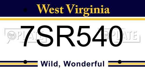 7SR540 West Virginia License Plate