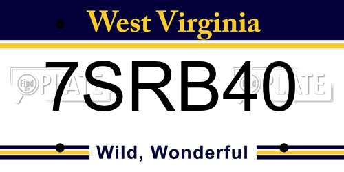 7SRB40 West Virginia License Plate