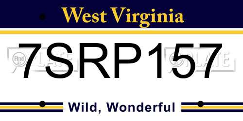 7SRP157 West Virginia License Plate