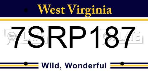 7SRP187 West Virginia License Plate