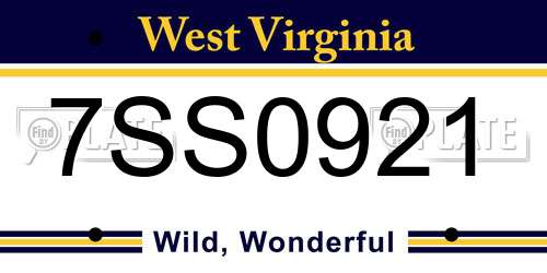 7SS0921 West Virginia License Plate