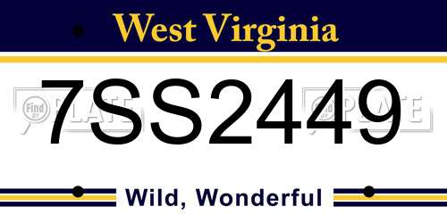 7SS2449 West Virginia License Plate