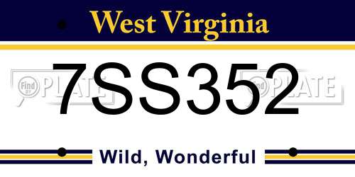 7SS352 West Virginia License Plate
