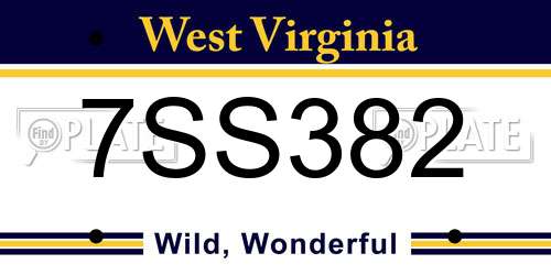 7SS382 West Virginia License Plate