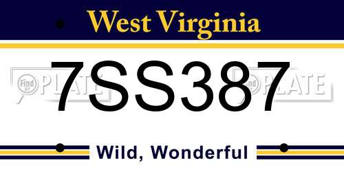 7SS387 West Virginia License Plate