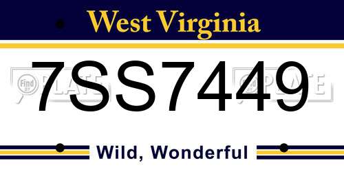 7SS7449 West Virginia License Plate