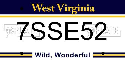 7SSE52 West Virginia License Plate