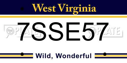 7SSE57 West Virginia License Plate