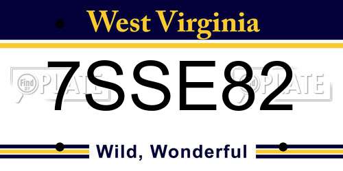 7SSE82 West Virginia License Plate