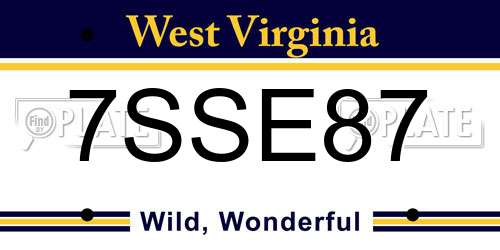 7SSE87 West Virginia License Plate