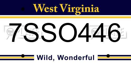 7SSO446 West Virginia License Plate