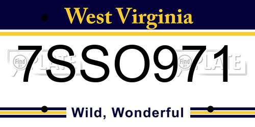 7SSO971 West Virginia License Plate