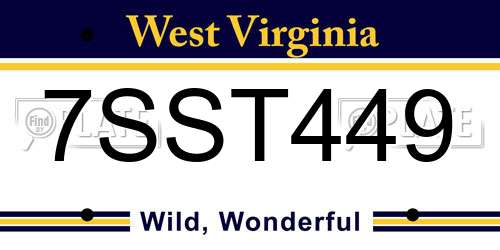 7SST449 West Virginia License Plate