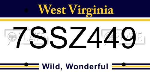 7SSZ449 West Virginia License Plate