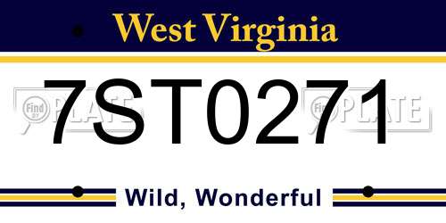 7ST0271 West Virginia License Plate