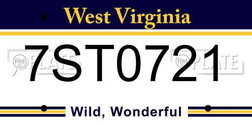 7ST0721 West Virginia License Plate
