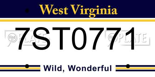 7ST0771 West Virginia License Plate