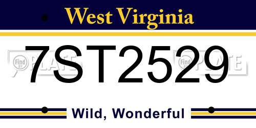 7ST2529 West Virginia License Plate