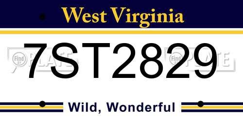 7ST2829 West Virginia License Plate